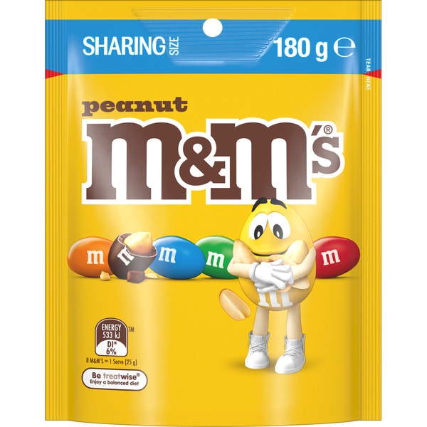 M&M'S Peanut Milk Chocolate Snack & Share Bag 180g